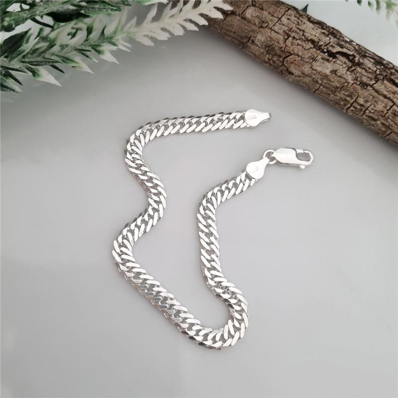 PULSEIRA PRATA 925 MASCULINA ELOS GROUMETT DUPLOS 5MM