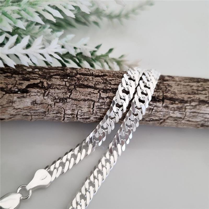 PULSEIRA PRATA 925 MASCULINA ELOS GROUMETT DUPLOS 5MM