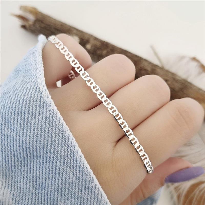 PULSEIRA PRATA 925 MASCULINA ELOS PIASTRINE 3 MM