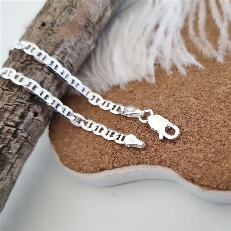 PULSEIRA PRATA 925 MASCULINA ELOS PIASTRINE 3 MM