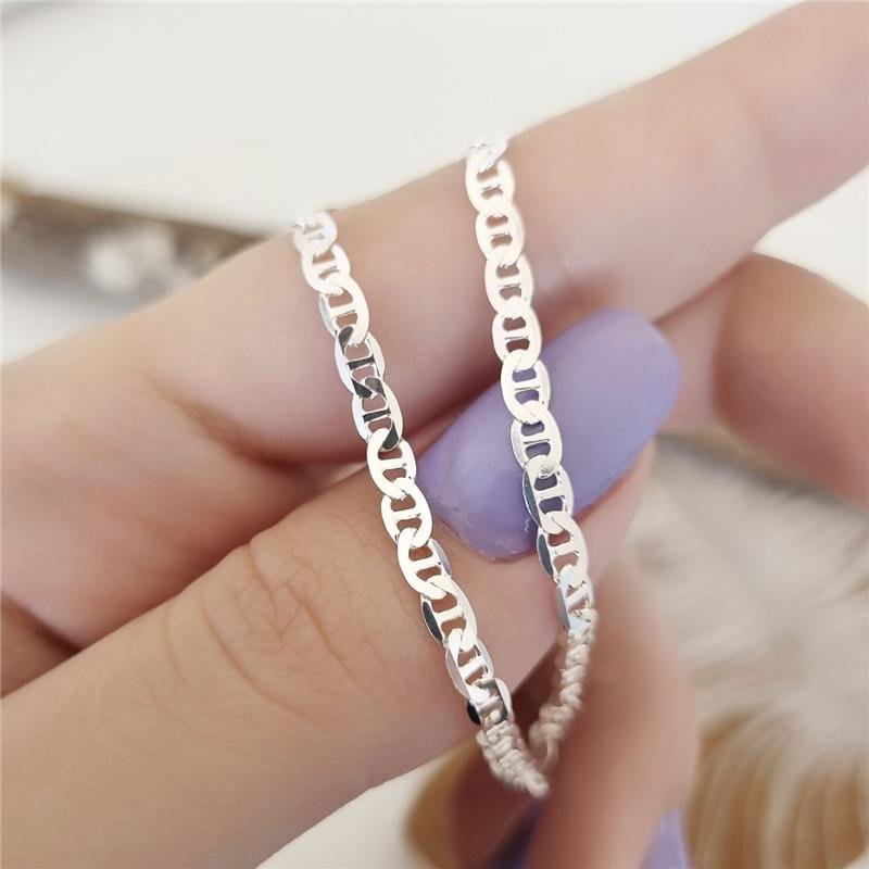 PULSEIRA PRATA 925 MASCULINA ELOS PIASTRINE 3 MM