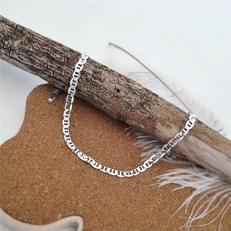 PULSEIRA PRATA 925 MASCULINA ELOS PIASTRINE 3 MM