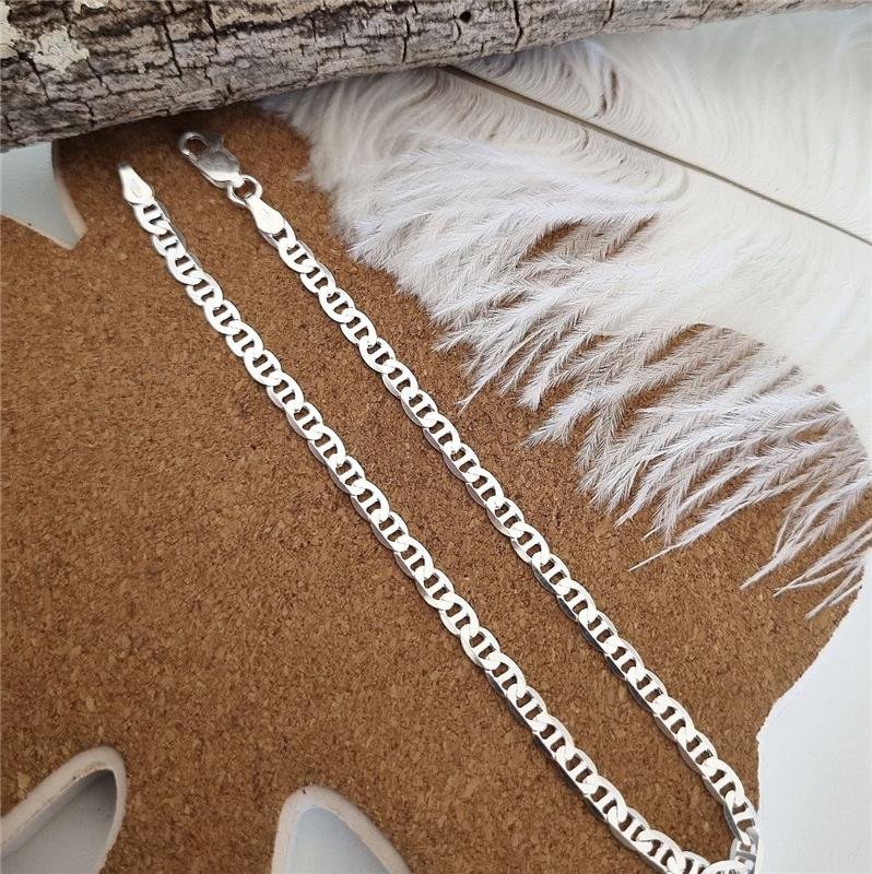 PULSEIRA PRATA 925 MASCULINA ELOS PIASTRINE 3 MM