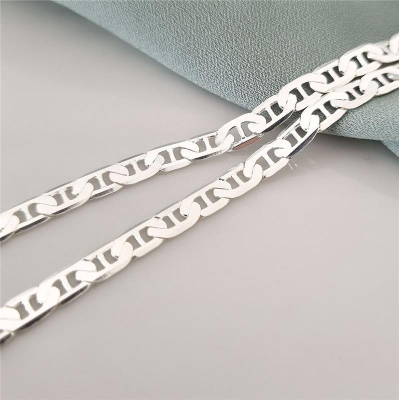 PULSEIRA PRATA 925 MASCULINA ELOS PIASTRINE 4 MM