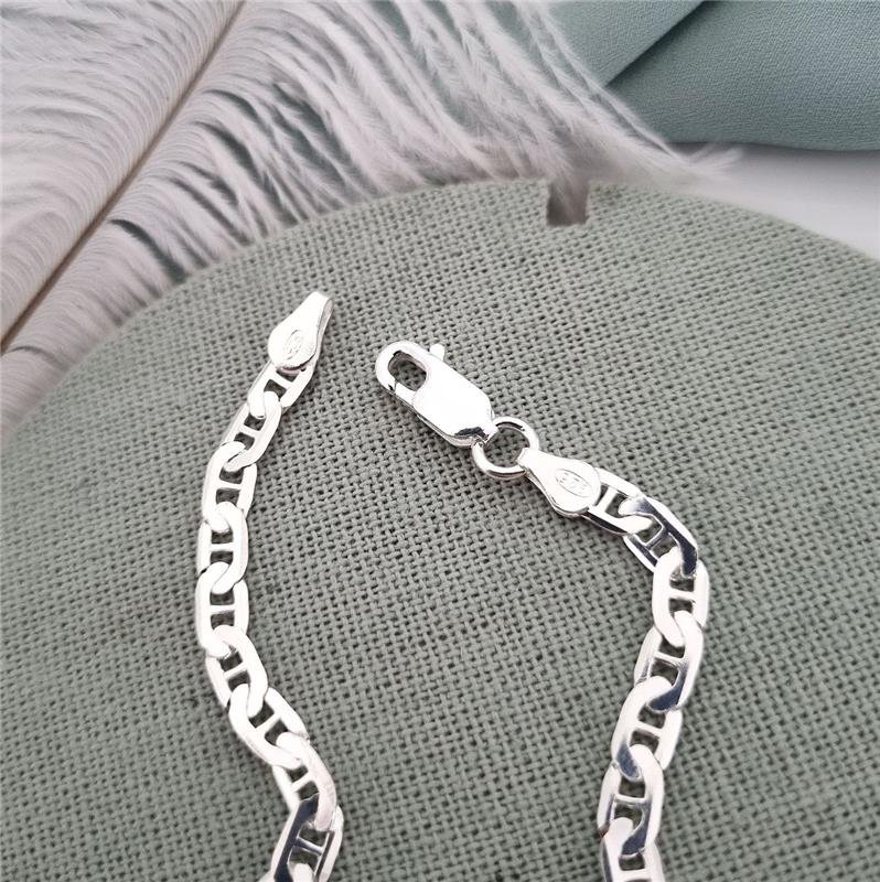 PULSEIRA PRATA 925 MASCULINA ELOS PIASTRINE 4 MM