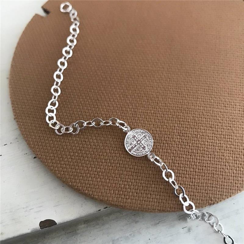 PULSEIRA PRATA 925 MEDALHA SÃO BENTO
