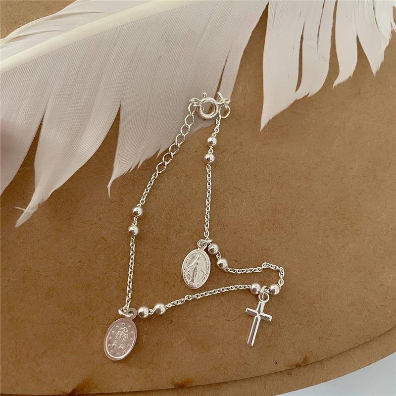 PULSEIRA PRATA 925 MEDALHAS NOSSA SENHORA DAS GRAÇAS