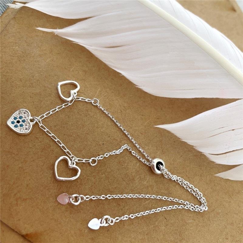 PULSEIRA PRATA 925 OLHO GREGO CORAÇÃO