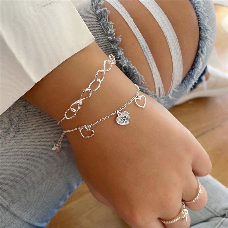 PULSEIRA PRATA 925 OLHO GREGO CORAÇÃO