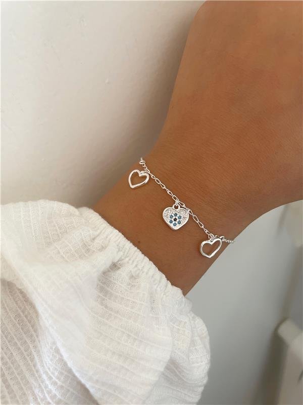 PULSEIRA PRATA 925 OLHO GREGO CORAÇÃO