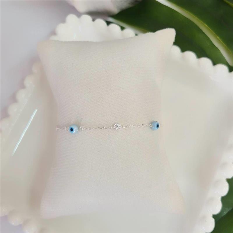 PULSEIRA PRATA 925 OLHO GREGO PONTO LUZ