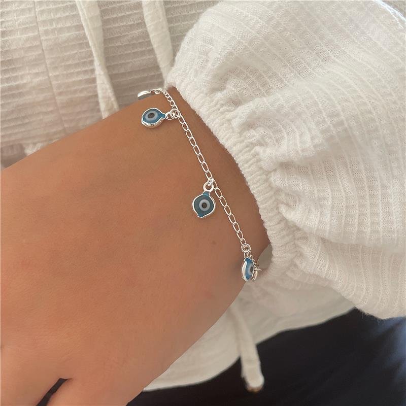 PULSEIRA PRATA 925 OLHOS GREGOS PENDURADOS