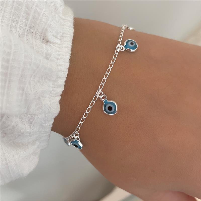 PULSEIRA PRATA 925 OLHOS GREGOS PENDURADOS
