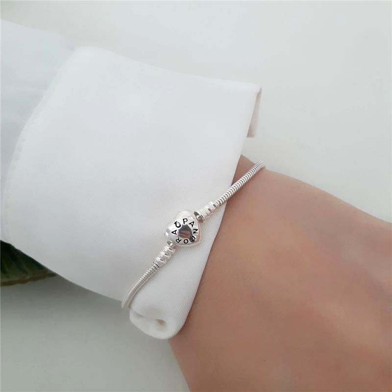 PULSEIRA PRATA 925 PARA BERLOQUE 19 CM FECHO CORAÇÃO