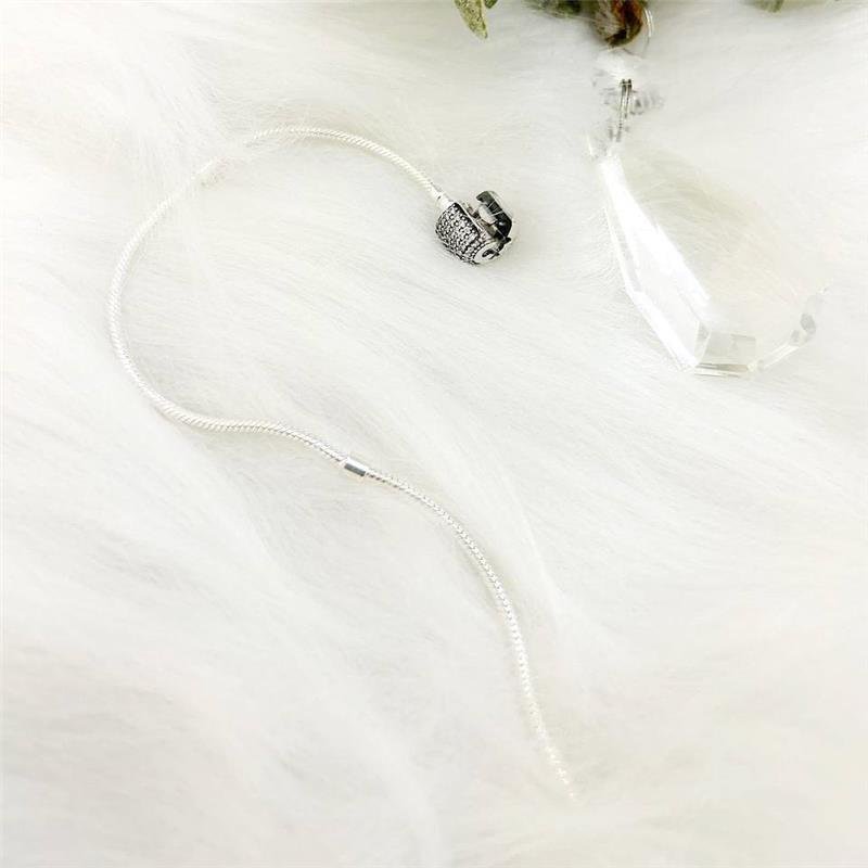 PULSEIRA PRATA 925 PARA BERLOQUE FECHO BARRIL CRAVEJADO