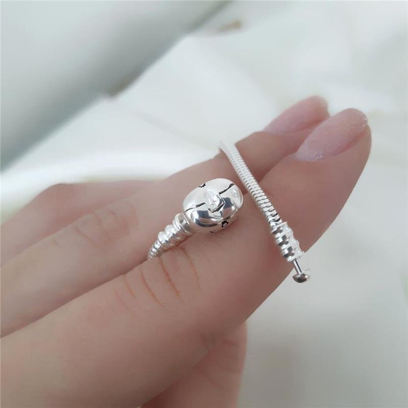 PULSEIRA PRATA 925 PARA BERLOQUE FECHO CORAÇÃO 18 CM