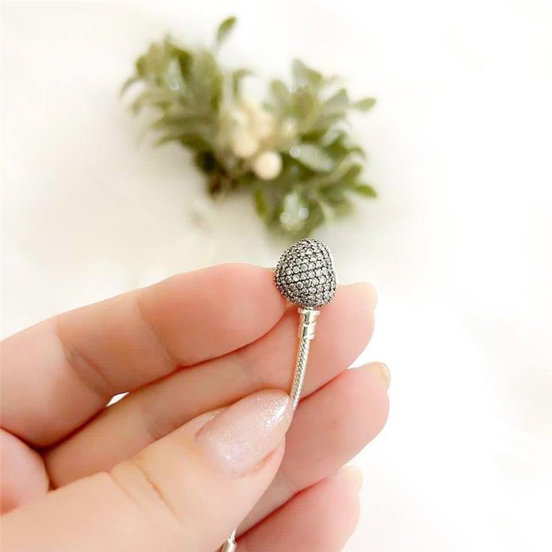 PULSEIRA PRATA 925 PARA BERLOQUE FECHO CORAÇÃO CRAVEJADO