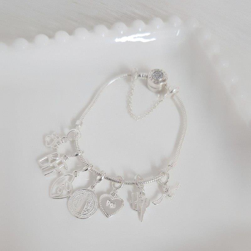 PULSEIRA PRATA 925 PARA BERLOQUE MARMITA CRAVEJADA