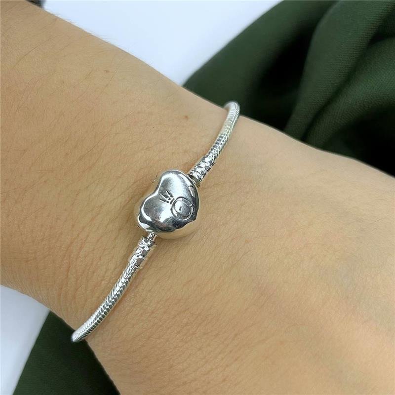 PULSEIRA PRATA 925 PARA BERLOQUES FECHO CORAÇÃO
