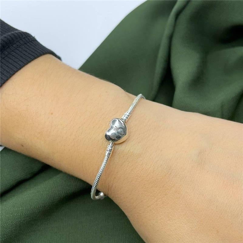 PULSEIRA PRATA 925 PARA BERLOQUES FECHO CORAÇÃO