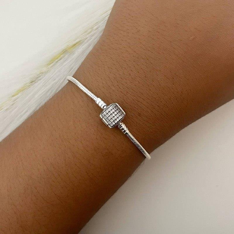 PULSEIRA PRATA 925 PARA BERLOQUES FECHO TAMBOR CRAVEJADO