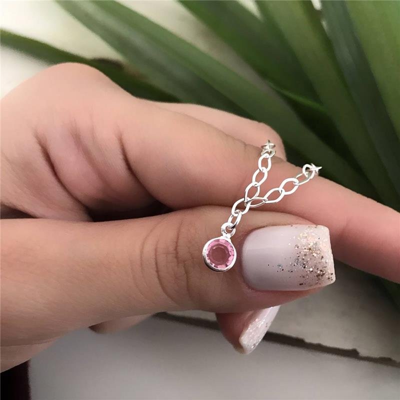 PULSEIRA PRATA 925 PEDRA ROSA OU AZUL