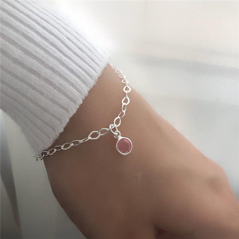 PULSEIRA PRATA 925 PEDRA ROSA OU AZUL