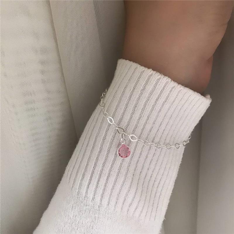 PULSEIRA PRATA 925 PEDRA ROSA OU AZUL