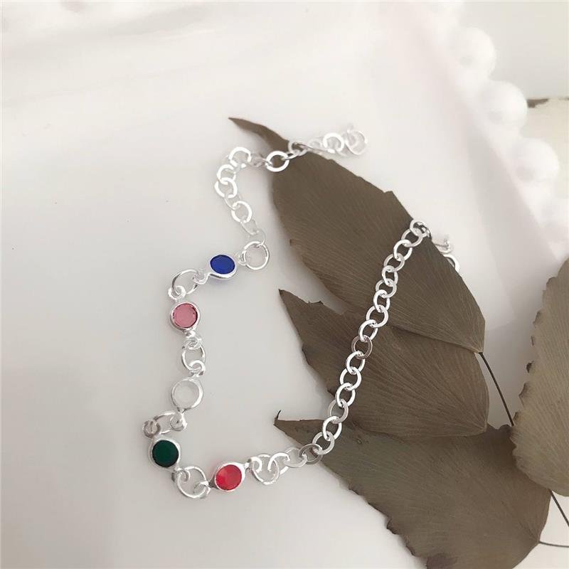 PULSEIRA PRATA 925 PEDRAS COLORIDAS 0,4 CM