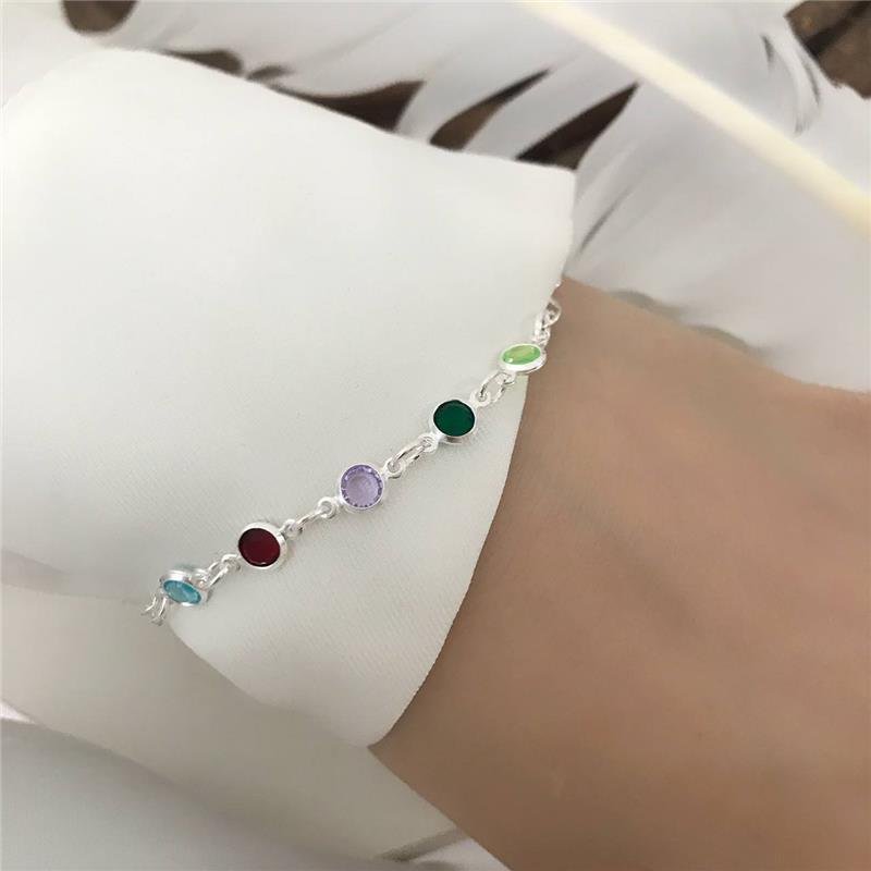 PULSEIRA PRATA 925 PEDRAS COLORIDAS 0,5 CM