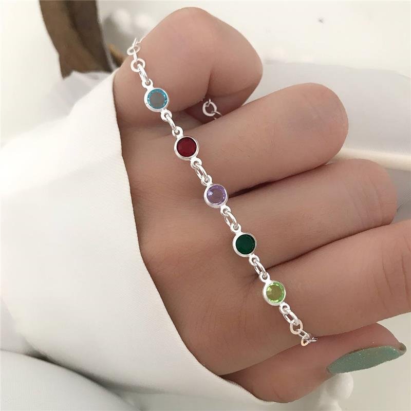 PULSEIRA PRATA 925 PEDRAS COLORIDAS 0,5 CM