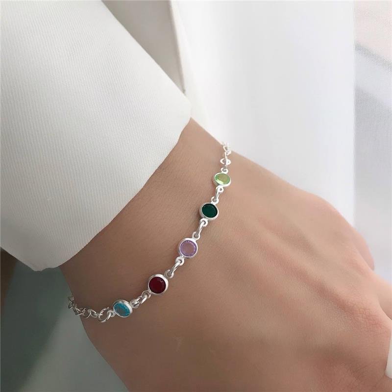 PULSEIRA PRATA 925 PEDRAS COLORIDAS 0,5 CM