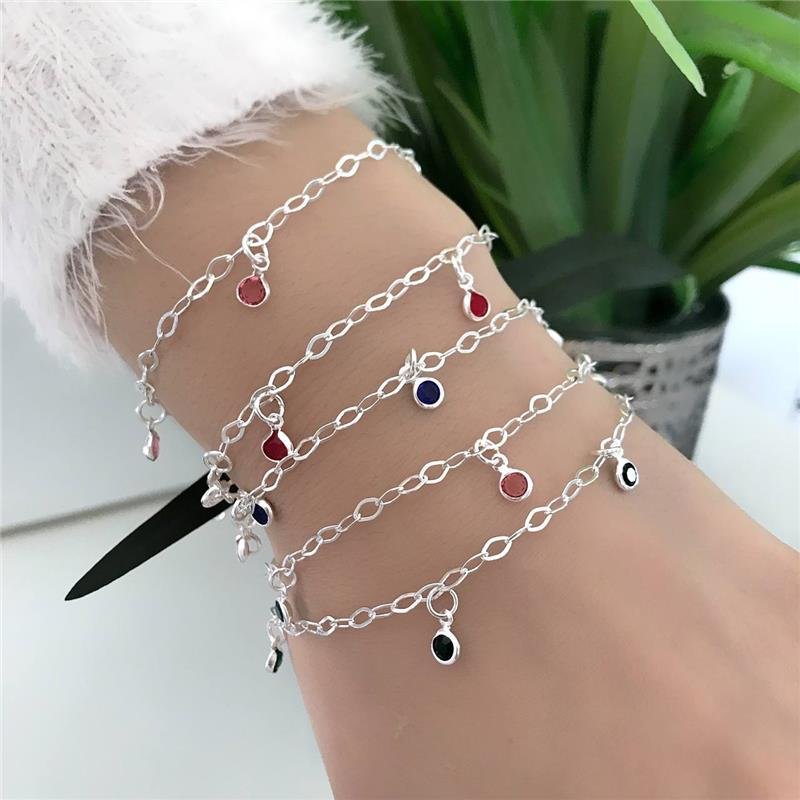 PULSEIRA PRATA 925 PEDRAS COLORIDAS