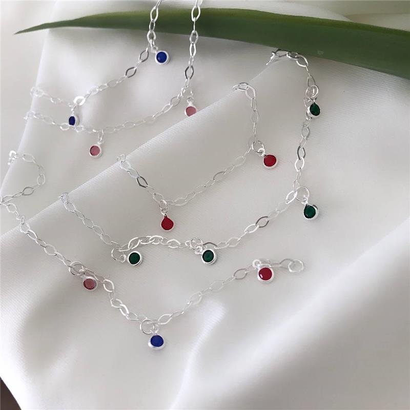 PULSEIRA PRATA 925 PEDRAS COLORIDAS