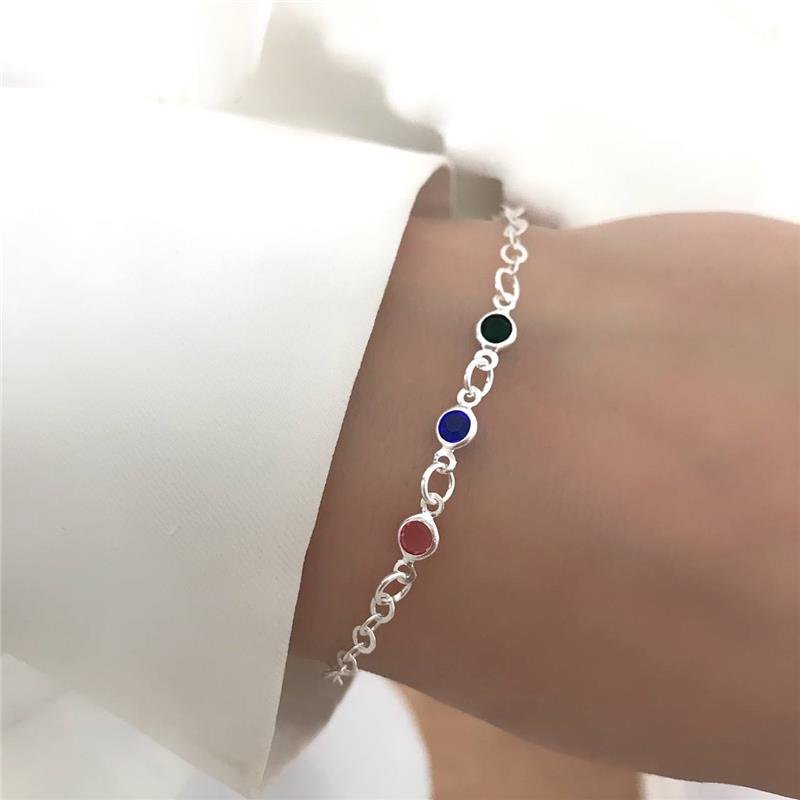 PULSEIRA PRATA 925 PEDRAS COLORIDAS 1.3.1