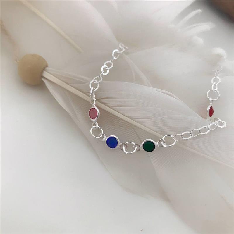 PULSEIRA PRATA 925 PEDRAS COLORIDAS 1.3.1