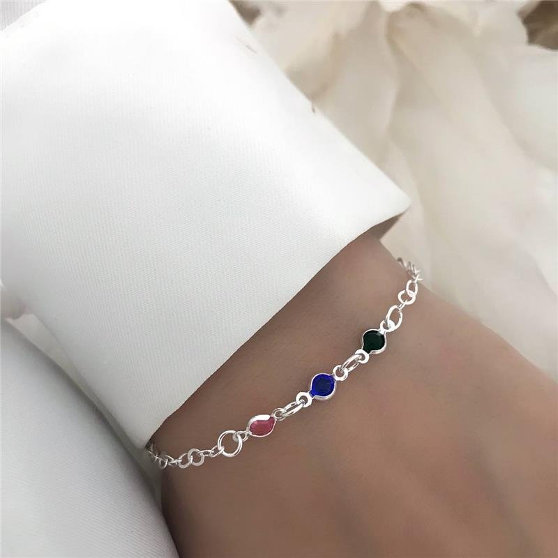 PULSEIRA PRATA 925 PEDRAS COLORIDAS 1.3.1