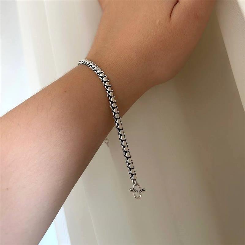 PULSEIRA PRATA 925 PEKUN 1 LINHA CORAÇÃO GOTA CRUZ