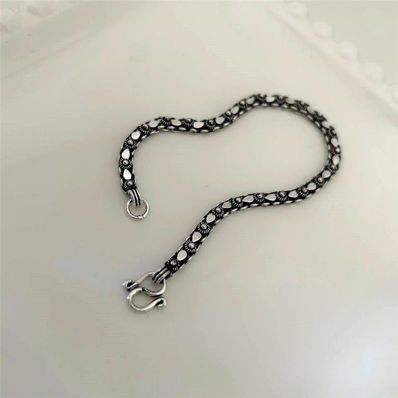 PULSEIRA PRATA 925 PEKUN 1 LINHA CORAÇÃO GOTA CRUZ