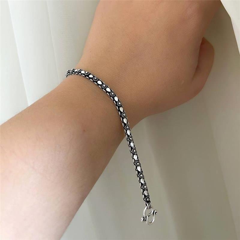 PULSEIRA PRATA 925 PEKUN 1 LINHA CORAÇÃO GOTA CRUZ