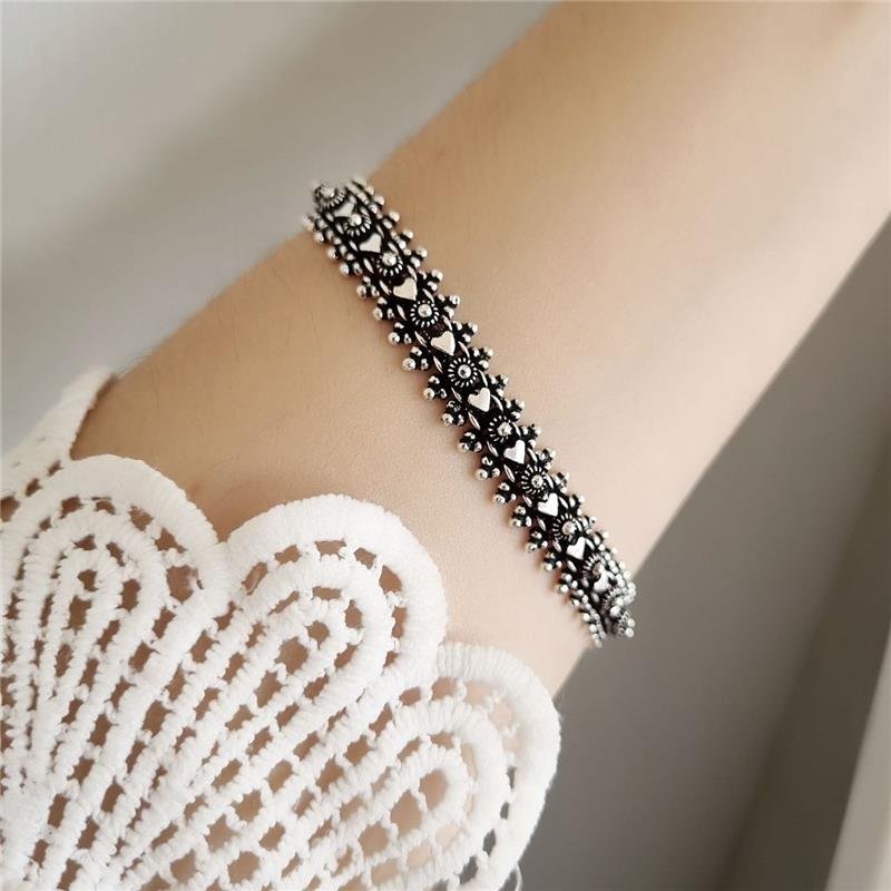 PULSEIRA PRATA 925 PEKUN CORAÇÕES LATERAL BOLINHAS