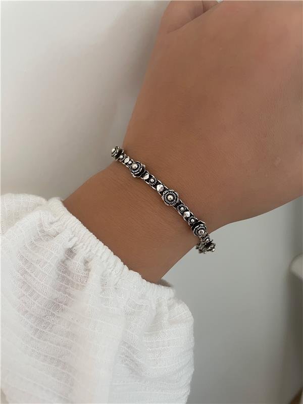 PULSEIRA PRATA 925 PEKUN FLORES E LOSANGOS