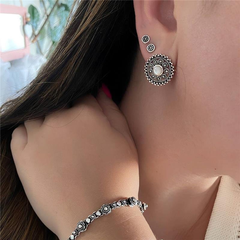 PULSEIRA PRATA 925 PEKUN FLORES E LOSANGOS