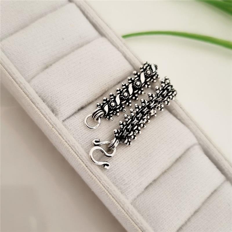 PULSEIRA PRATA 925 PEKUN FOLHAS E FLOR