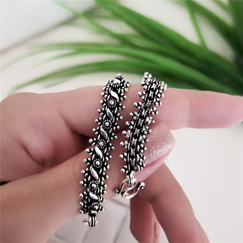 PULSEIRA PRATA 925 PEKUN FOLHAS E FLOR