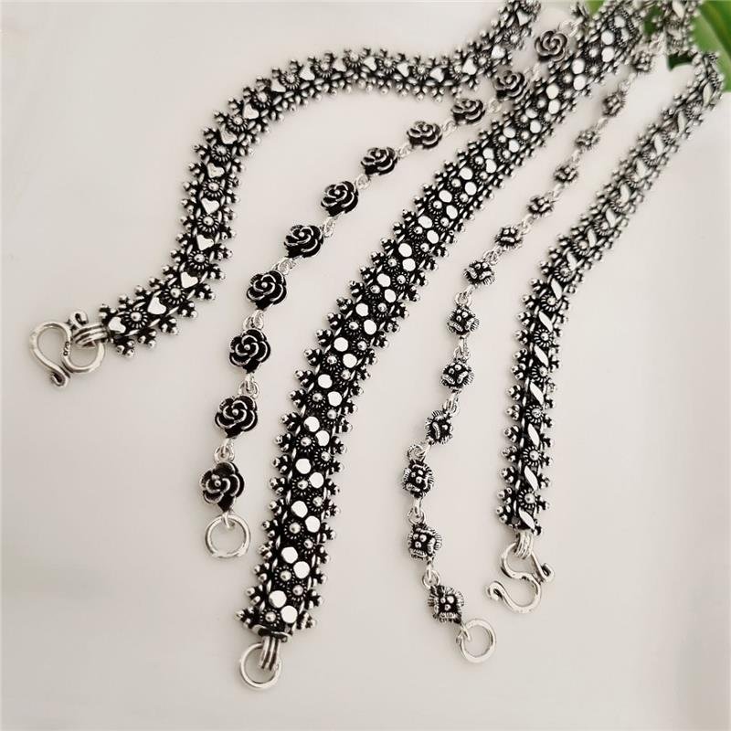 PULSEIRA PRATA 925 PEKUN FOLHAS E FLOR