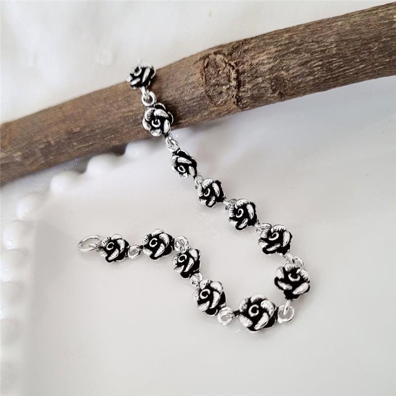 PULSEIRA PRATA 925 PEKUN ROSAS MEDIAS CINCO PÉTALAS