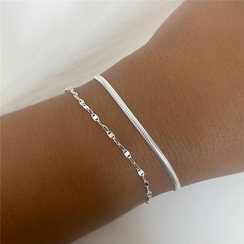 PULSEIRA PRATA 925 PIASTRINE 19 CM