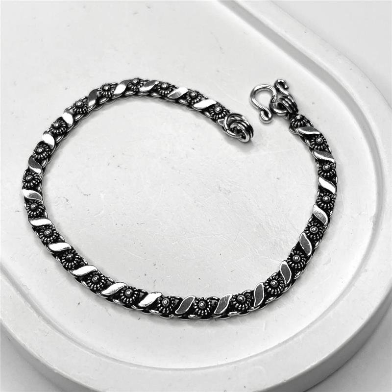 PULSEIRA PRATA 925 PIKUN DETALHES FLORZINHAS