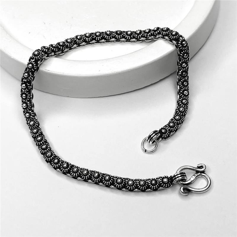 PULSEIRA PRATA 925 PIKUN FLORES